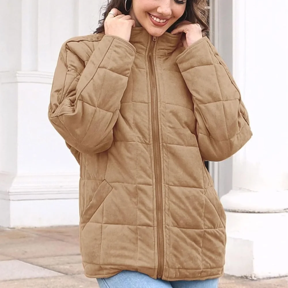 Women's Tan Quilted Jacket - Picture 3 of 8